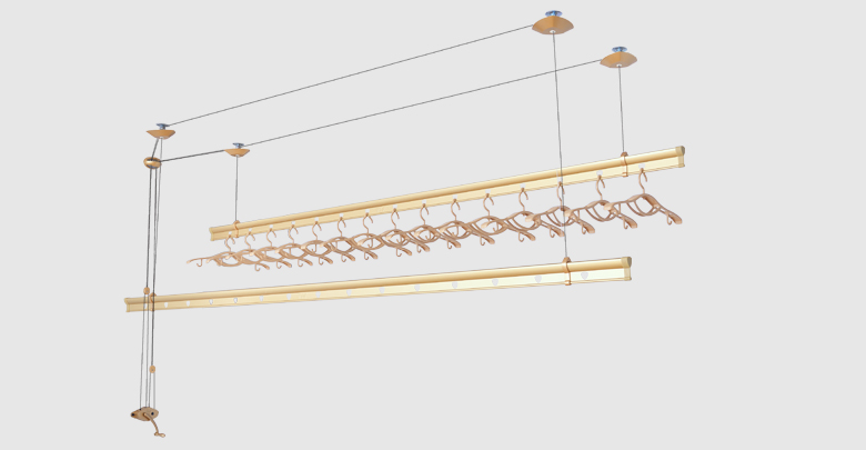 郁金香T626D 金色 动滑轮手摇晾衣架