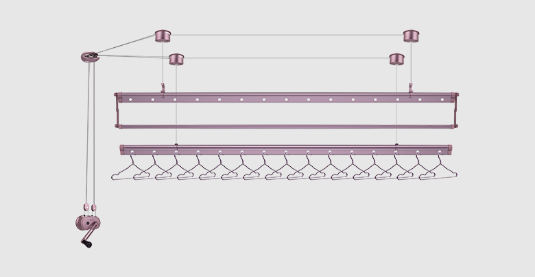 郁金香T329S 讴歌红 手摇三杆晾衣架